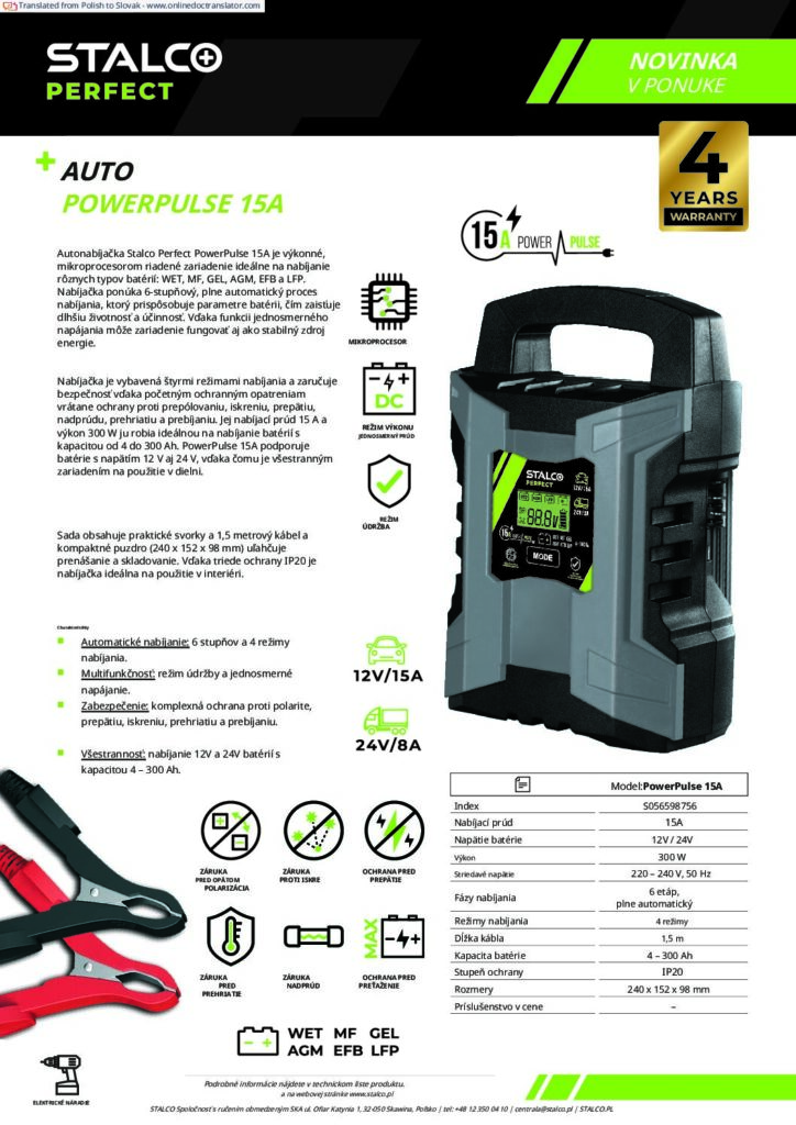 AUTO ŠTARTOVACÍ ZDROJ POWERPULSE 15A