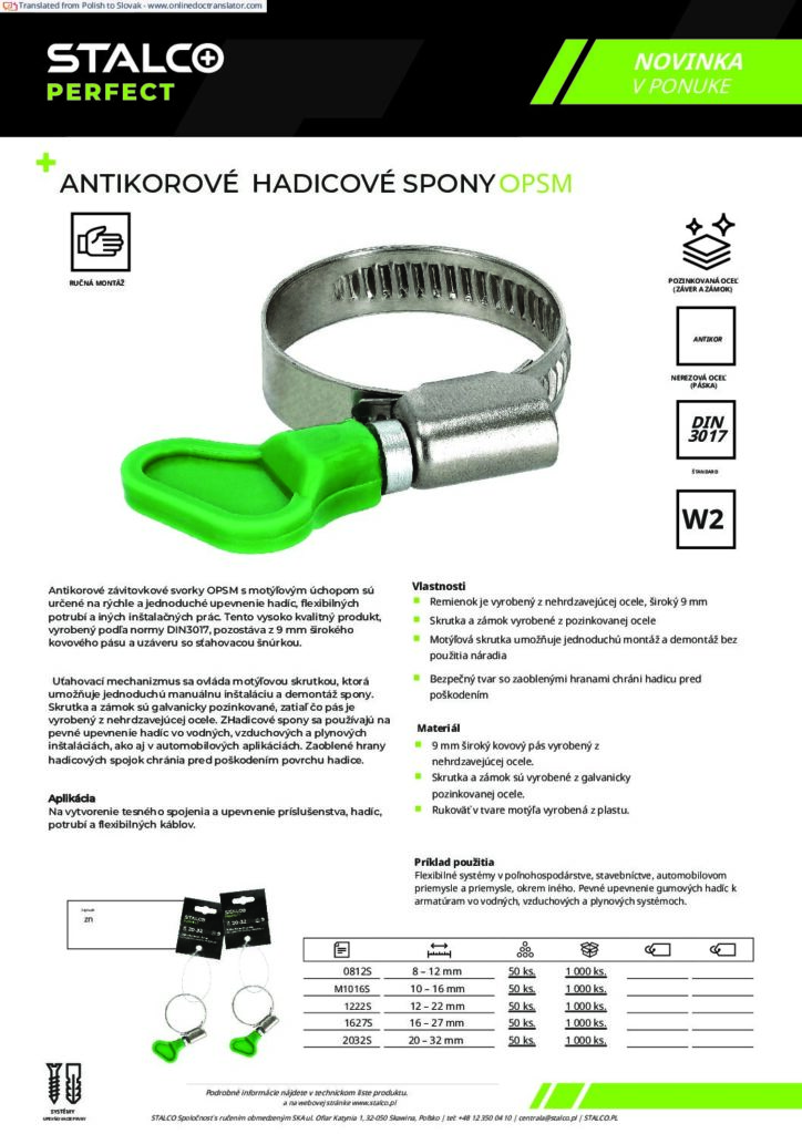 ANTIKOROVÉ HADICOVÉ SPONY OPSM