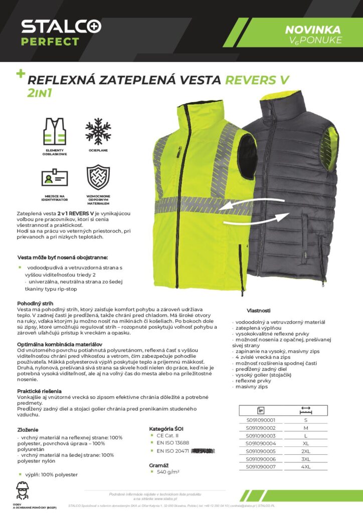 REFLEXNÁ ZATEPLENÁ VESTA REVERS V 2in1