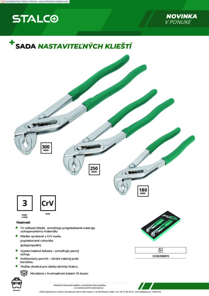SADA NASTAVITEĽNÝCH KLIEŠTÍ