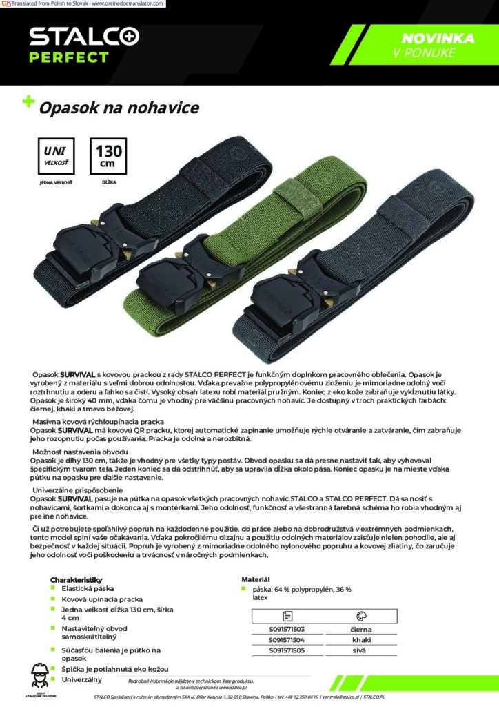 Opasok na nohavice SURVIVAL