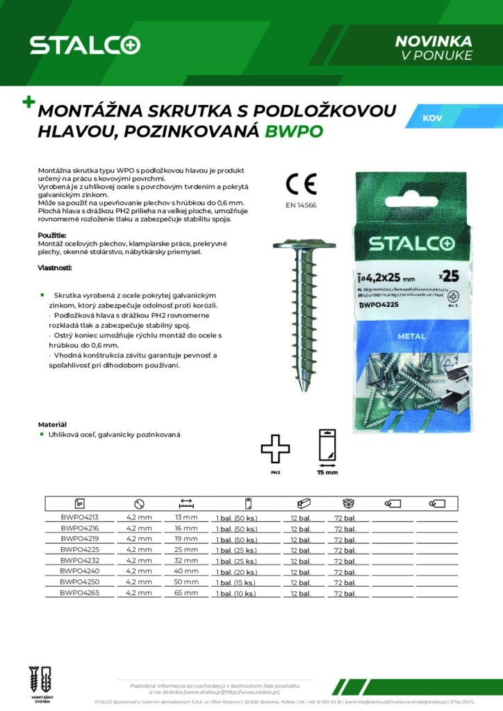 MONTÁŽNA SKRUTKA POZINKOVANÁ BWPO