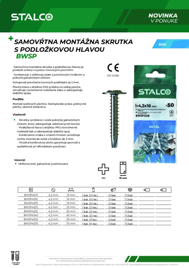 SAMOVŔTNA MONTÁŽNA SKRUTKA BWSP