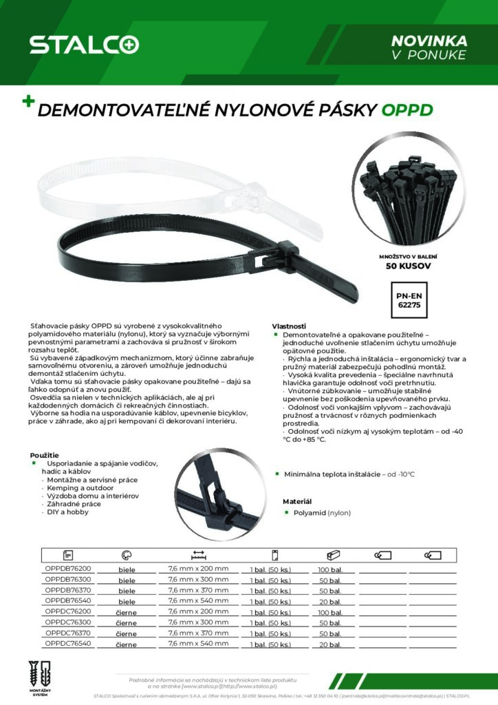 DEMONTOVATEĽNÉ NYLONOVÉ PÁSKY OPPD