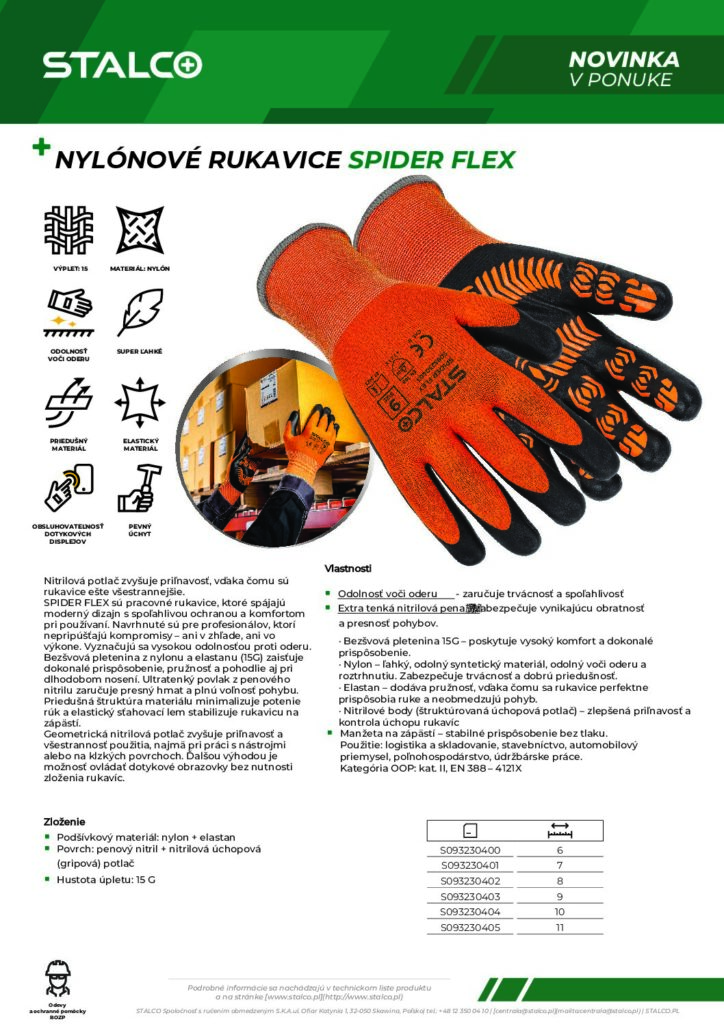 NYLÓNOVÉ RUKAVICE SPIDER FLEX