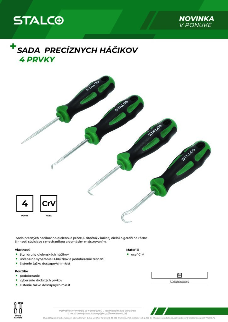 SADA PRECÍZNYCH HÁČIKOV 4 PRVKY