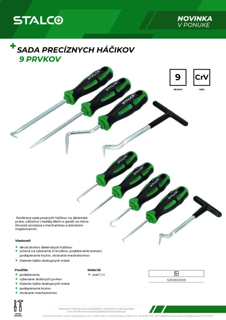 SADA PRECÍZNYCH HÁČIKOV 9 PRVKOV