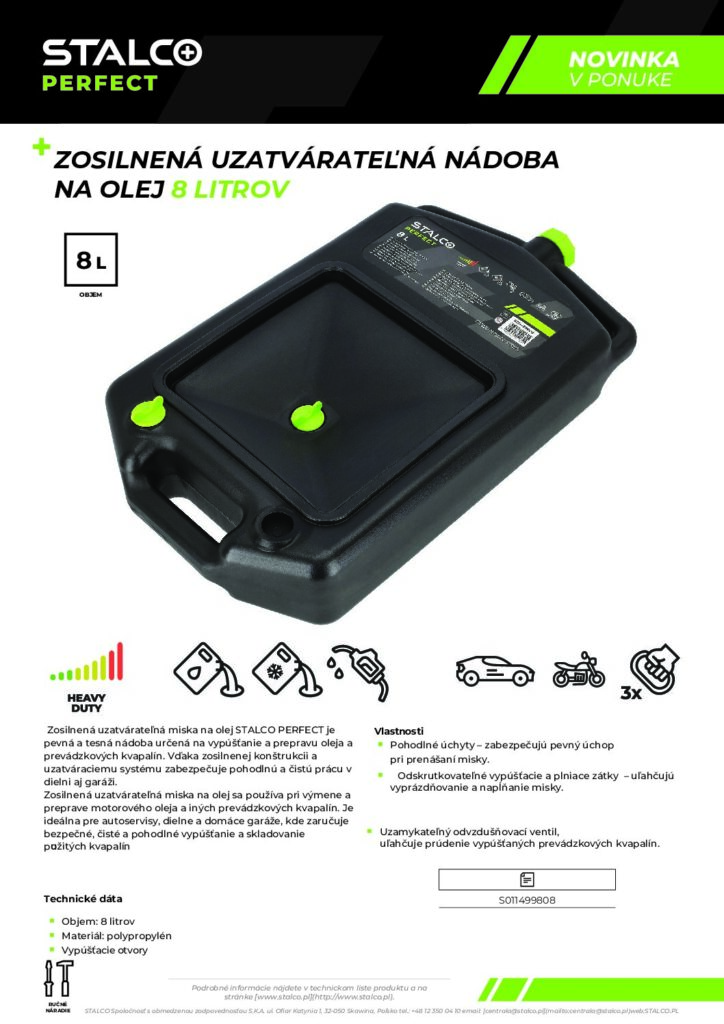 SPEVNENÁ NÁDOBA NA OLEJ 8 L