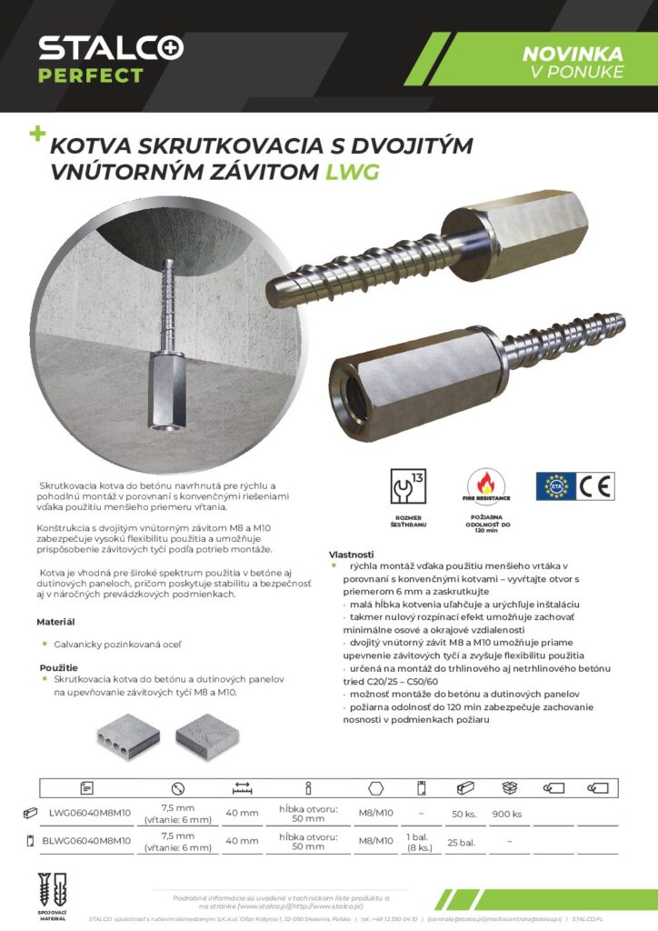 KOTVA SKRUTKOVACIA S DVOJITÝM VNÚTORNÝM ZÁVITOM LWG