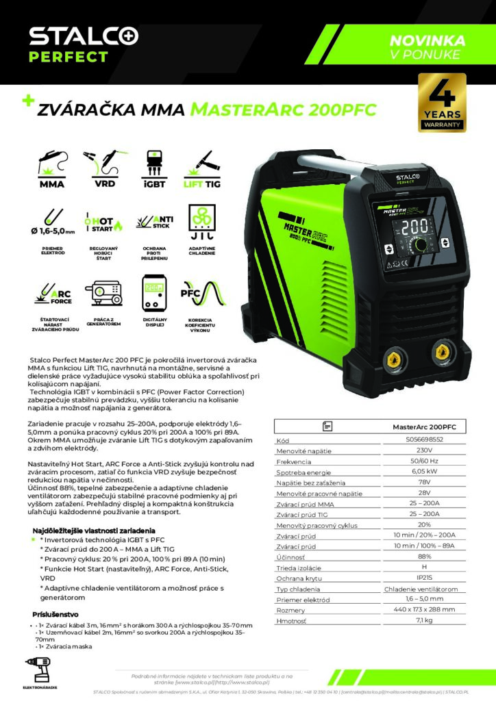 ZVÁRAČKA MMA MasterArc 200PFC