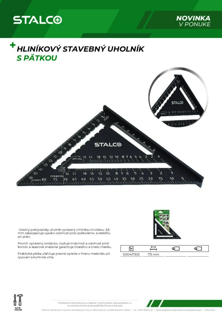 HLINÍKOVÝ STAVEBNÝ UHOLNÍK S PÄTKOU