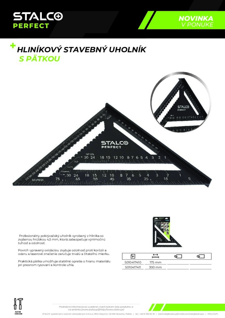 HLINÍKOVÝ STAVEBNÝ UHOLNÍK  S PÄTKOU