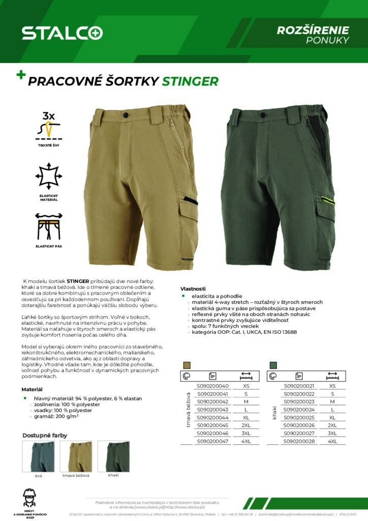 PRACOVNÉ ŠORTKY STINGER