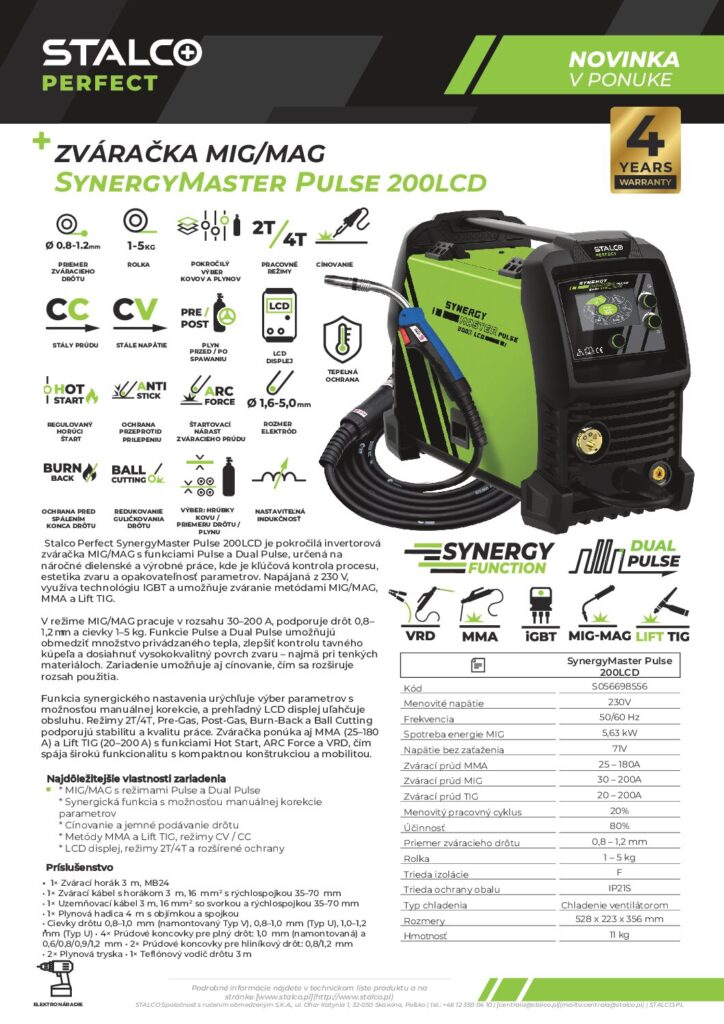 ZVÁRAČKA MIG/MAG SynergyMaster Pulse 200LCD