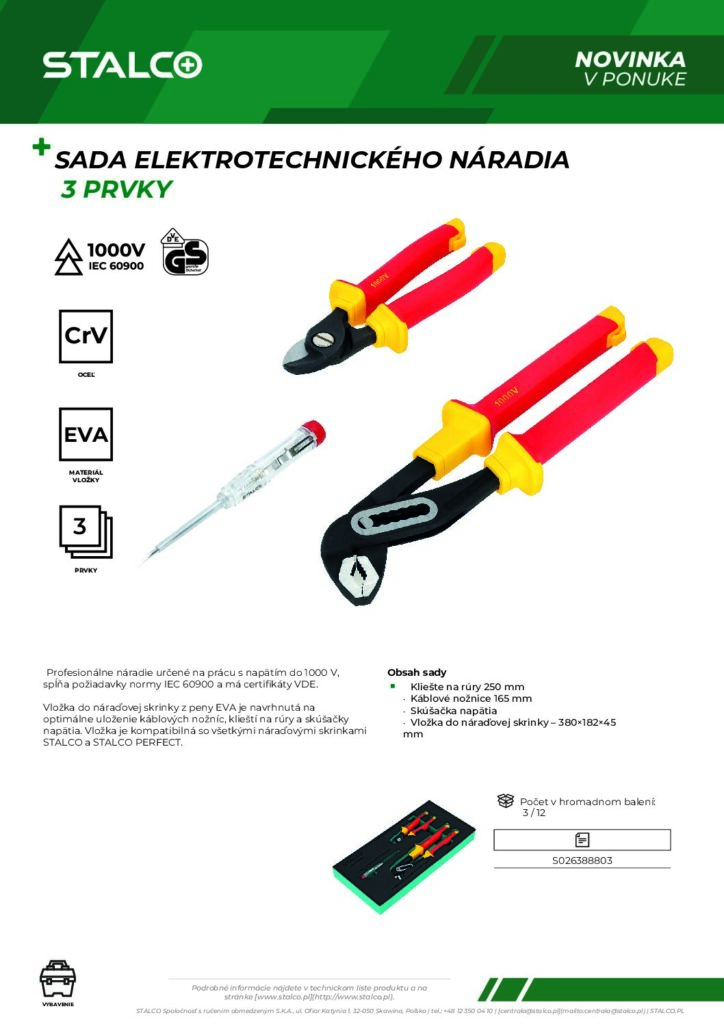 SADA ELEKTROTECHNICKÉHO NÁRADIA  3 PRVKY