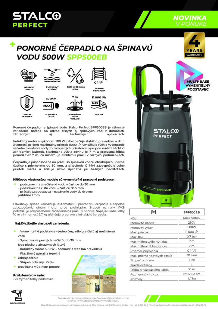 PONORNÉ ČERPADLO 500W SPP500EB