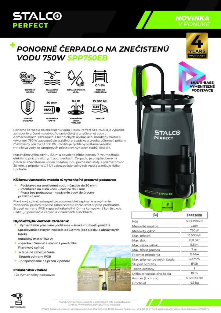PONORNÉ ČERPADLO 750W SPP750EB