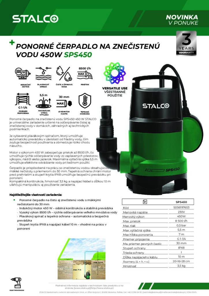 PONORNÉ ČERPADLO 450W SPS450