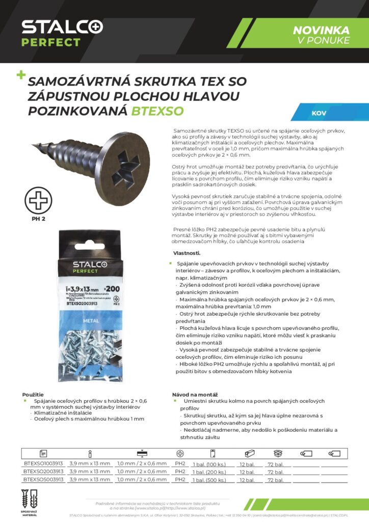 SAMOZÁVRTNÁ SKRUTKA TEX ZH BTEXSO