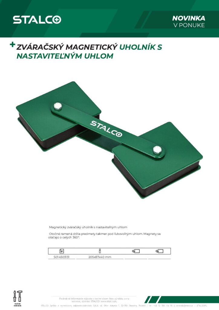 ZVÁRAČSKÝ MAGNETICKÝ UHOLNÍK S NASTAVITEĽNÝM UHLOM
