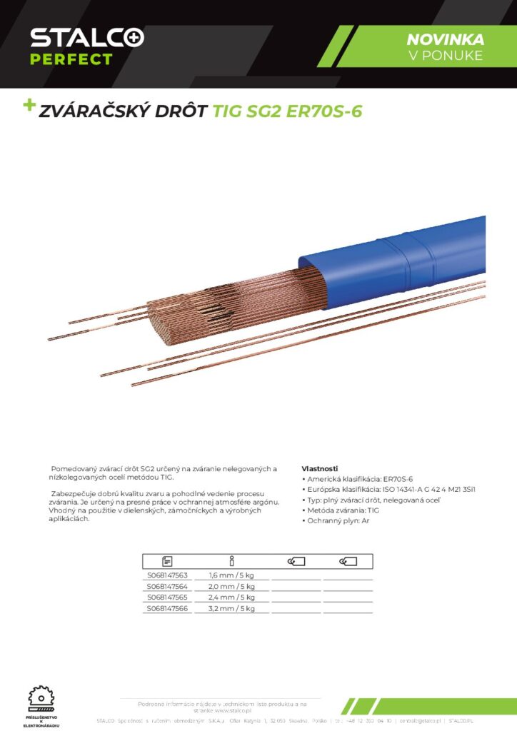 ZVÁRAČSKÝ DRÔT TIG SG2 ER70S-6